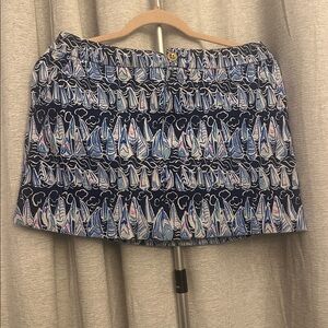Lilly Pulitzer Blue Sailboat Print Skirt with Pockets size 4 attached shorts
